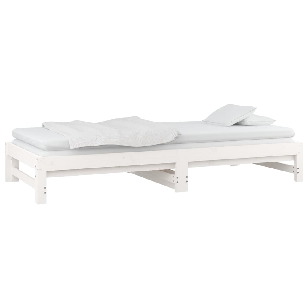 Dormeuse Estraibile Bianca 2x(80x200) cm Legno Massello di Pino | homemem39