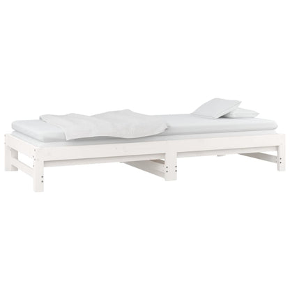 Dormeuse Estraibile Bianca 2x(80x200) cm Legno Massello di Pino | homemem39