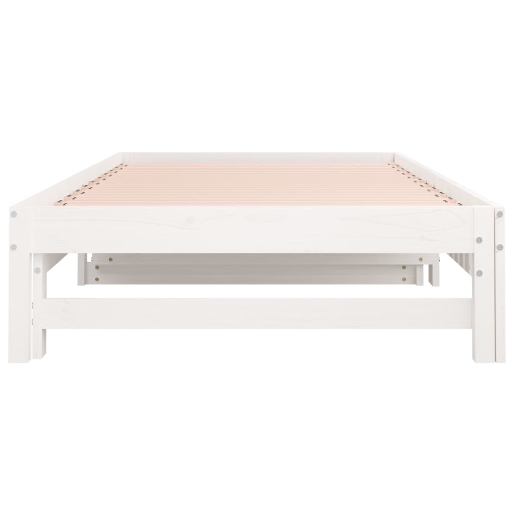 Dormeuse Estraibile Bianca 2x(80x200) cm Legno Massello di Pino | homemem39