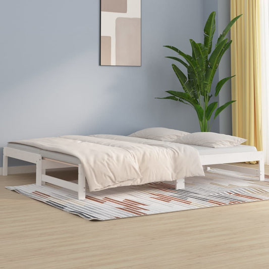 Dormeuse Estraibile Bianca 2x(80x200) cm Legno Massello di Pino | homemem39