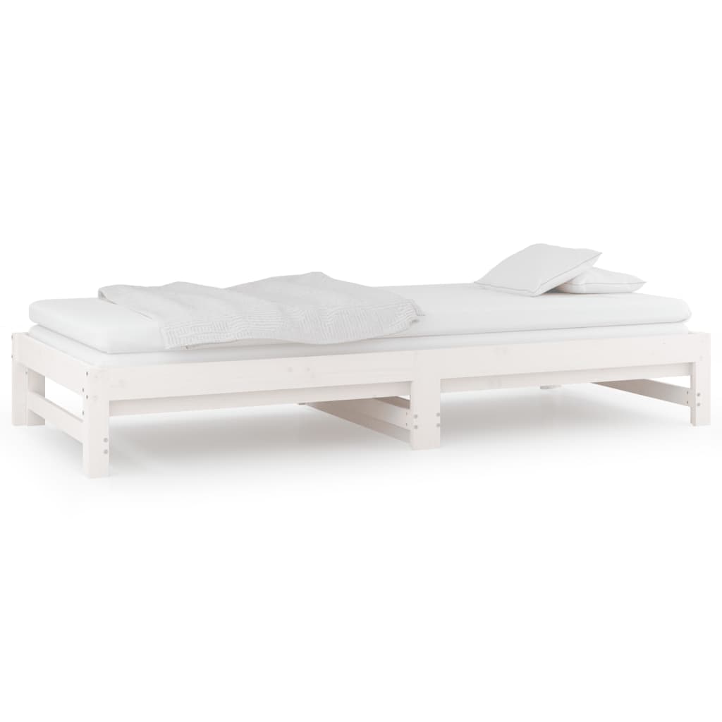 Dormeuse Estraibile Bianca 2x(90x190) cm Legno Massello di Pino | homemem39