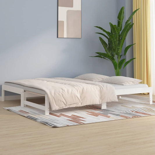 Dormeuse Estraibile Bianca 2x(90x190) cm Legno Massello di Pino | homemem39