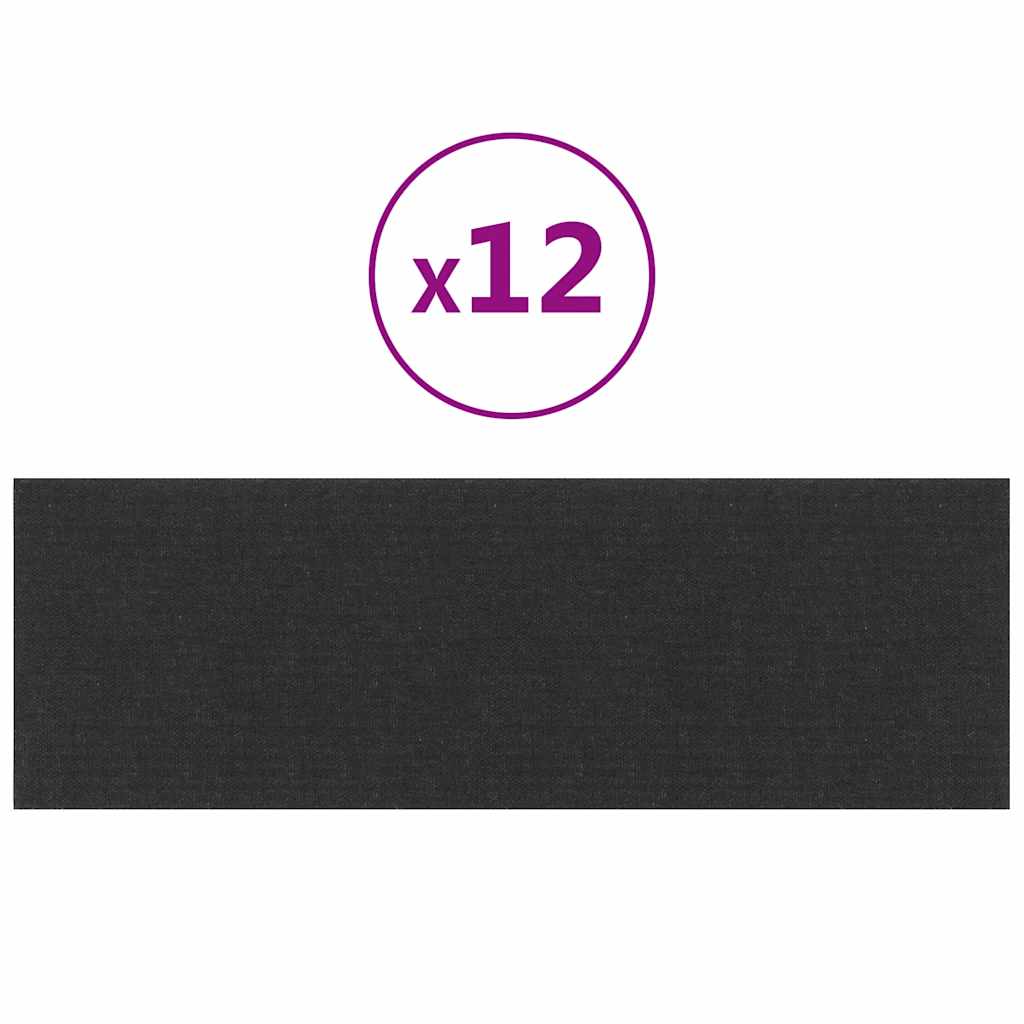 Pannelli Murali 12 pz Neri 90x30 cm in Tessuto 3,24 m²