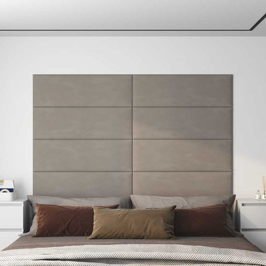 Pannelli Murali 12 pz Grigio Chiaro 90x30 cm Velluto 3,24 m²