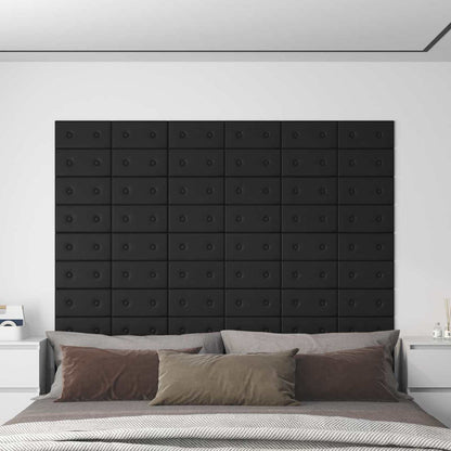 Testiera da Parete 12 pcs Nero 30 x 15 cm Pelle Sintetica | homemem39