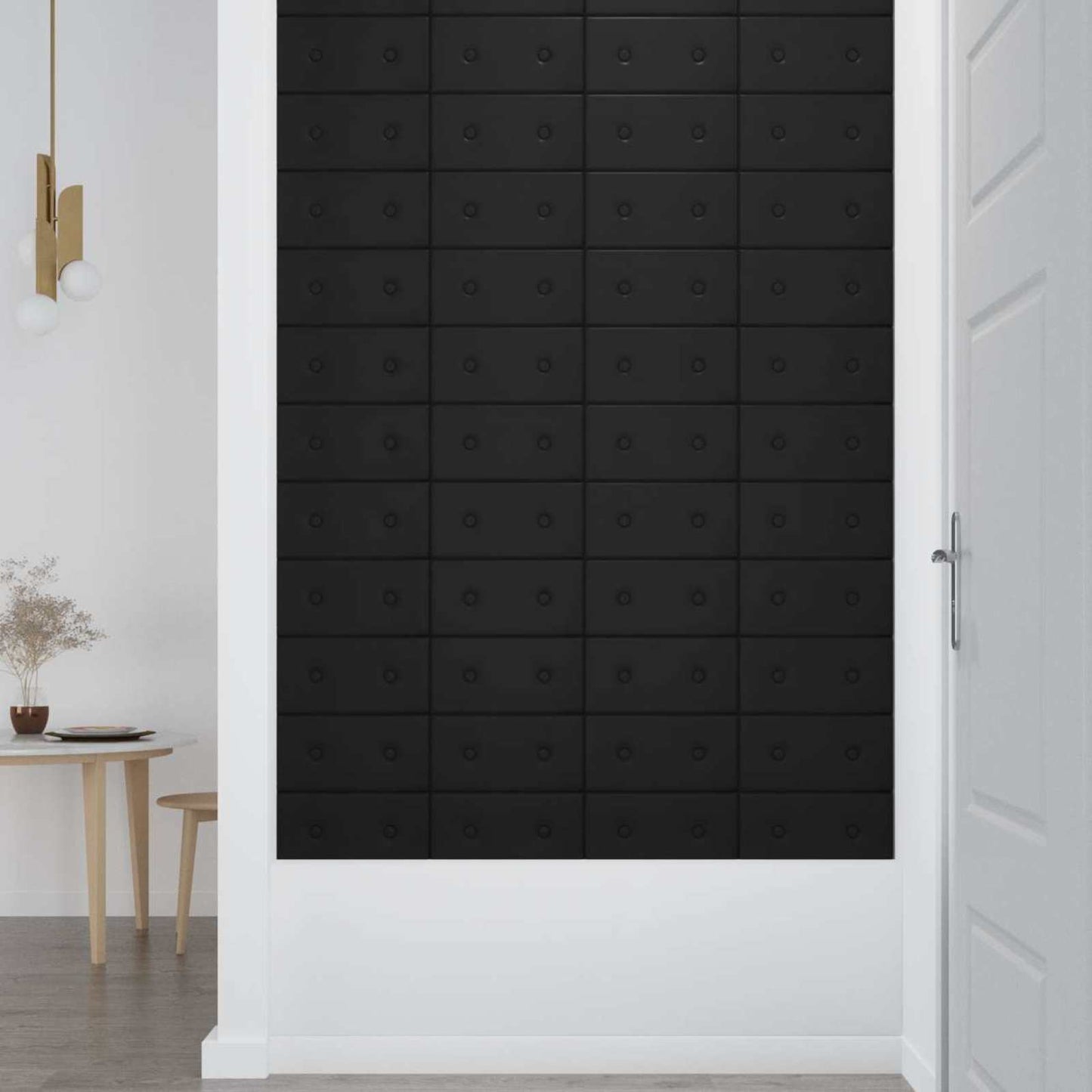 Testiera da Parete 12 pcs Nero 30 x 15 cm Pelle Sintetica | homemem39