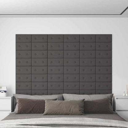 Testiera da Parete 12 pcs Grigio 30 x 15 cm Pelle Sintetica