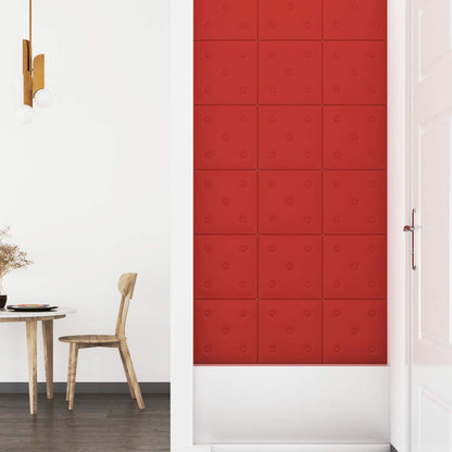 Testiera da Parete 12 pcs Rosso Vino 30 x 30 cm Pelle Sintetica