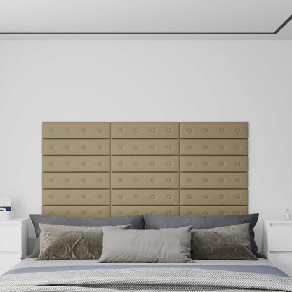Testiera da Parete 12 pcs Cappuccino 60 x 15 cm Pelle Sintetica | homemem39