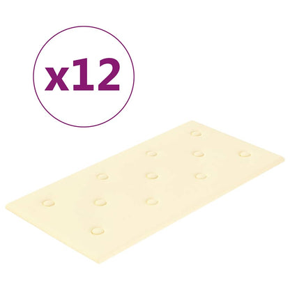 Pannelli Murali 12 pz Crema 60x30 cm Similpelle 2,16 m²