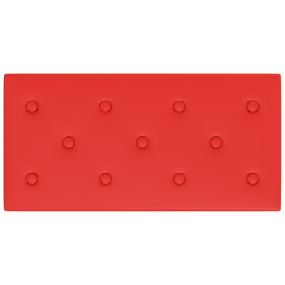 Testiera da Parete 12 pcs Rosso 60 x 30 cm Pelle Sintetica