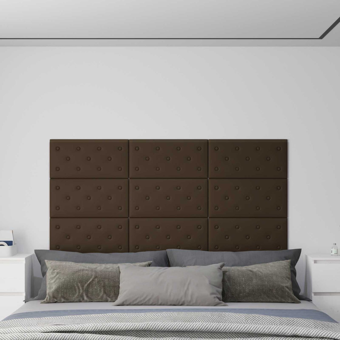 Testiera da Parete 12 pcs Marrone 60 x 30 cm Pelle Sintetica | homemem39