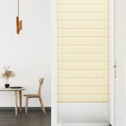 Testiera da Parete 12 pcs Crema 90 x 15 cm Pelle Sintetica | homemem39