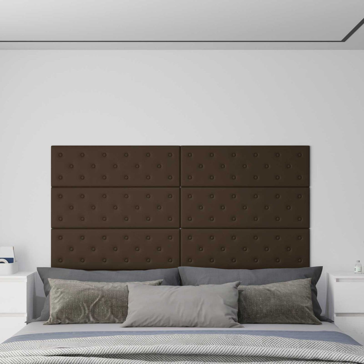 Testiera da Parete 12 pcs Marrone 90 x 30 cm Pelle Sintetica | homemem39