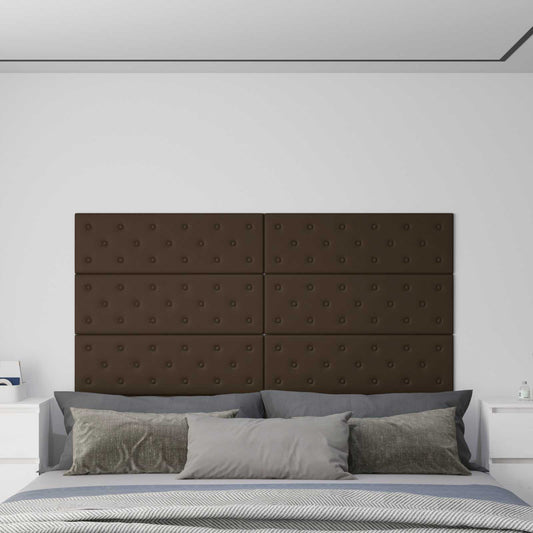 Testiera da Parete 12 pcs Marrone 90 x 30 cm Pelle Sintetica | homemem39