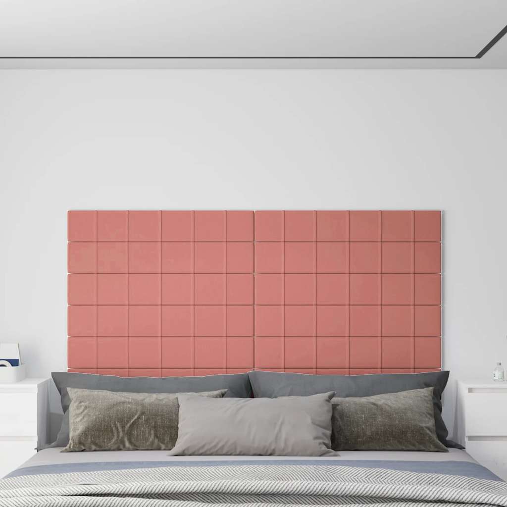 Pannelli Murali 12 pz Rosa 90x15 cm Velluto 1,62 m² - homemem39