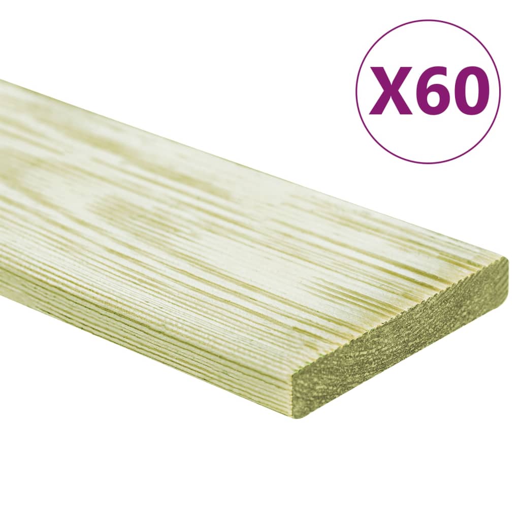 Tavole Pavimento 60 pz 7,2 m² 1m Legno Massello Pino Impregnato - homemem39