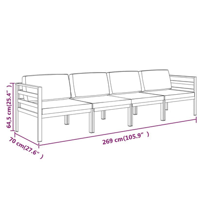 Set Divani da Giardino 4 pz con Cuscini in Alluminio Antracite | homemem39