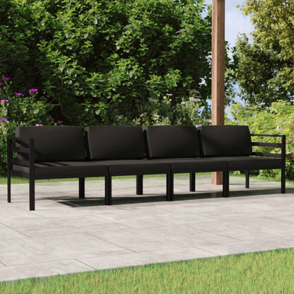 Set Divani da Giardino 4 pz con Cuscini in Alluminio Antracite | homemem39