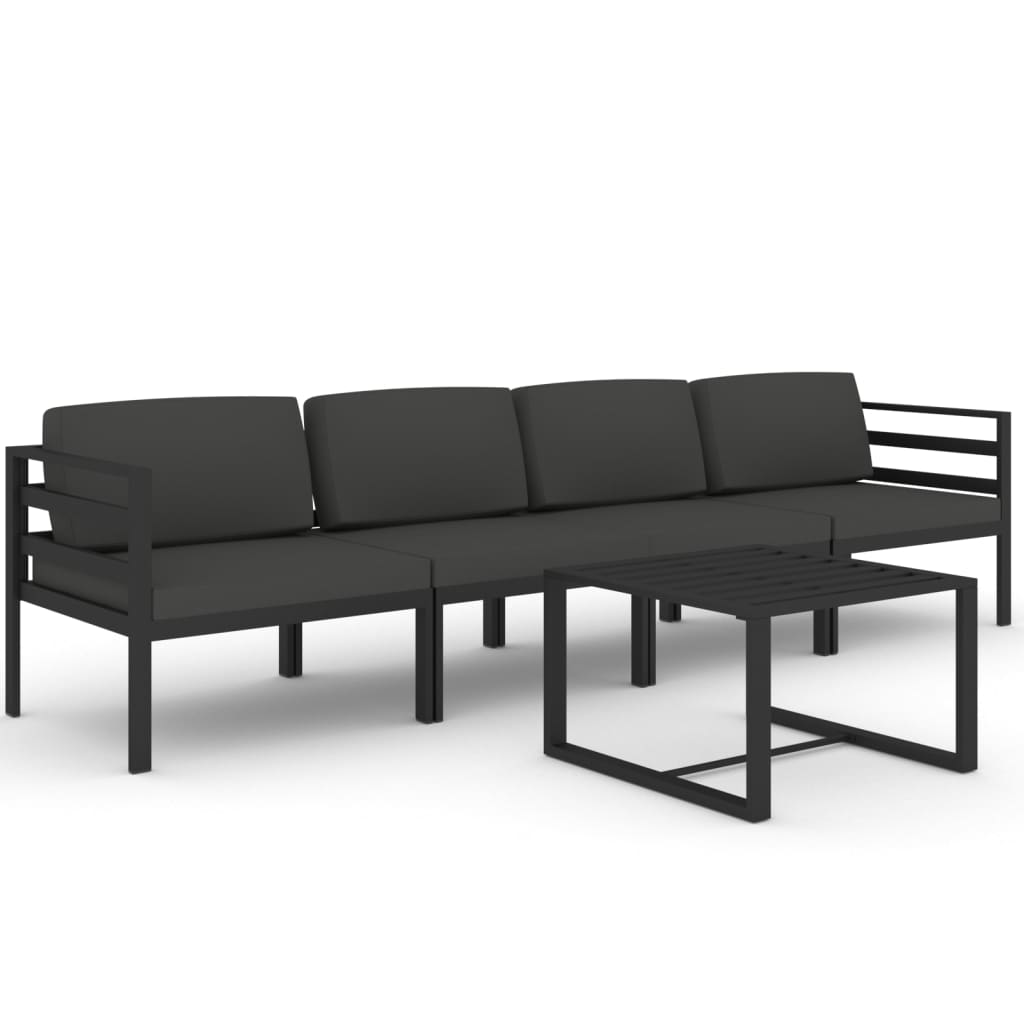 Set Divani da Giardino 5 pz con Cuscini in Alluminio Antracite | homemem39