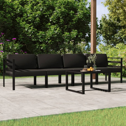 Set Divani da Giardino 5 pz con Cuscini in Alluminio Antracite | homemem39