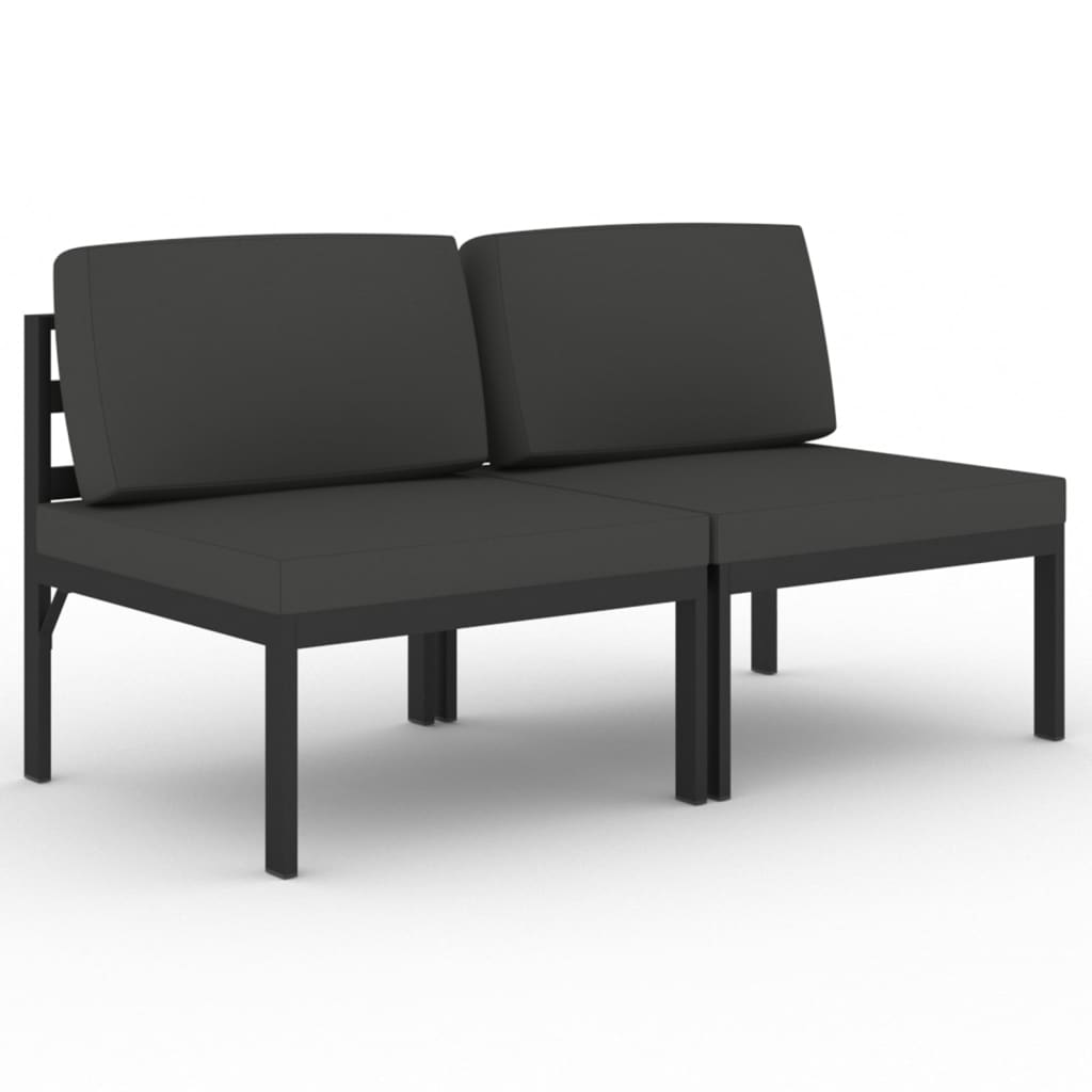 Divano da Giardino a 2 Posti con Cuscini in Alluminio Antracite | homemem39