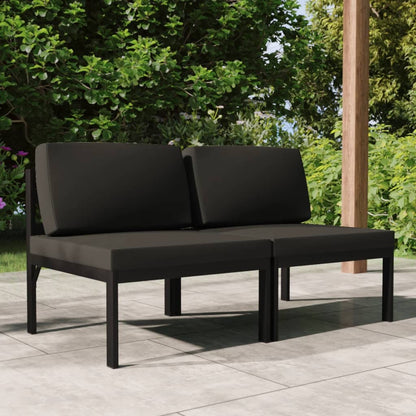 Divano da Giardino a 2 Posti con Cuscini in Alluminio Antracite | homemem39