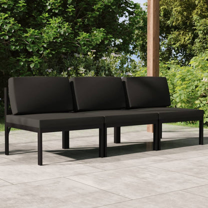Divano da Giardino a 3 Posti con Cuscini in Alluminio Antracite | homemem39