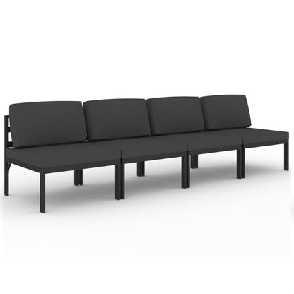 Divano da Giardino a 4 Posti con Cuscini in Alluminio Antracite | homemem39