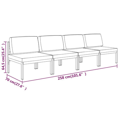 Divano da Giardino a 4 Posti con Cuscini in Alluminio Antracite | homemem39