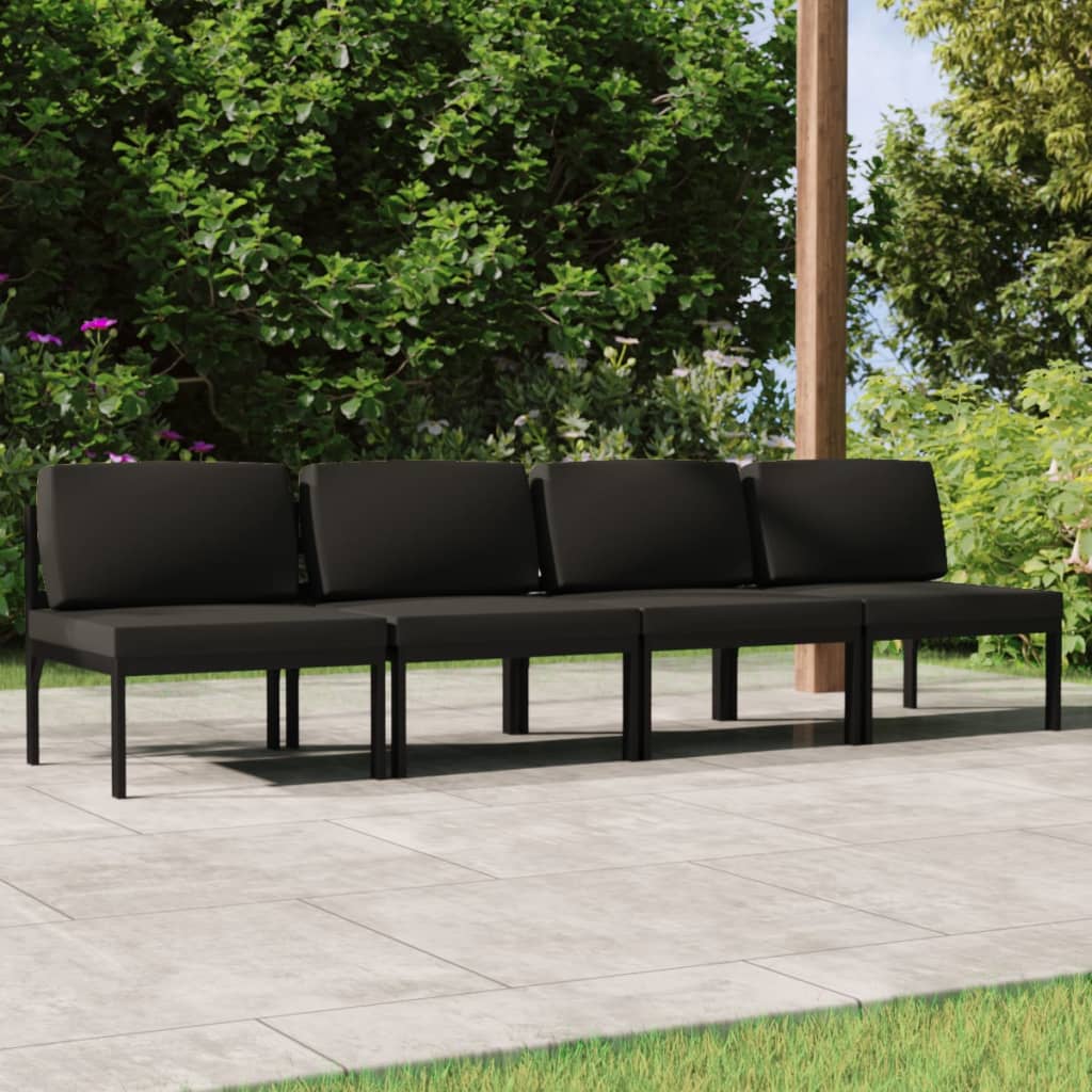 Divano da Giardino a 4 Posti con Cuscini in Alluminio Antracite | homemem39