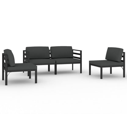 Set Divani da Giardino 4 pz con Cuscini in Alluminio Antracite | homemem39