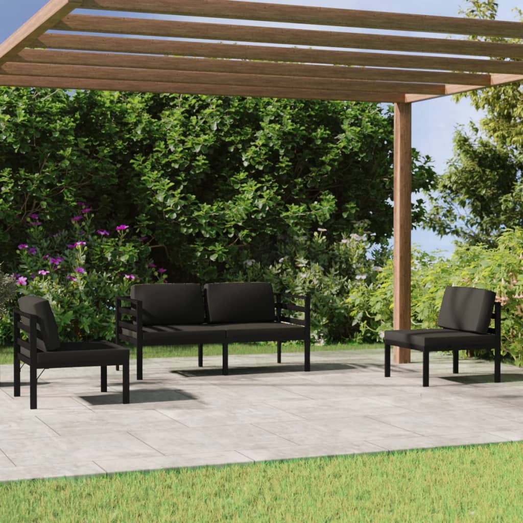 Set Divani da Giardino 4 pz con Cuscini in Alluminio Antracite | homemem39