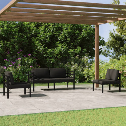 Set Divani da Giardino 4 pz con Cuscini in Alluminio Antracite | homemem39
