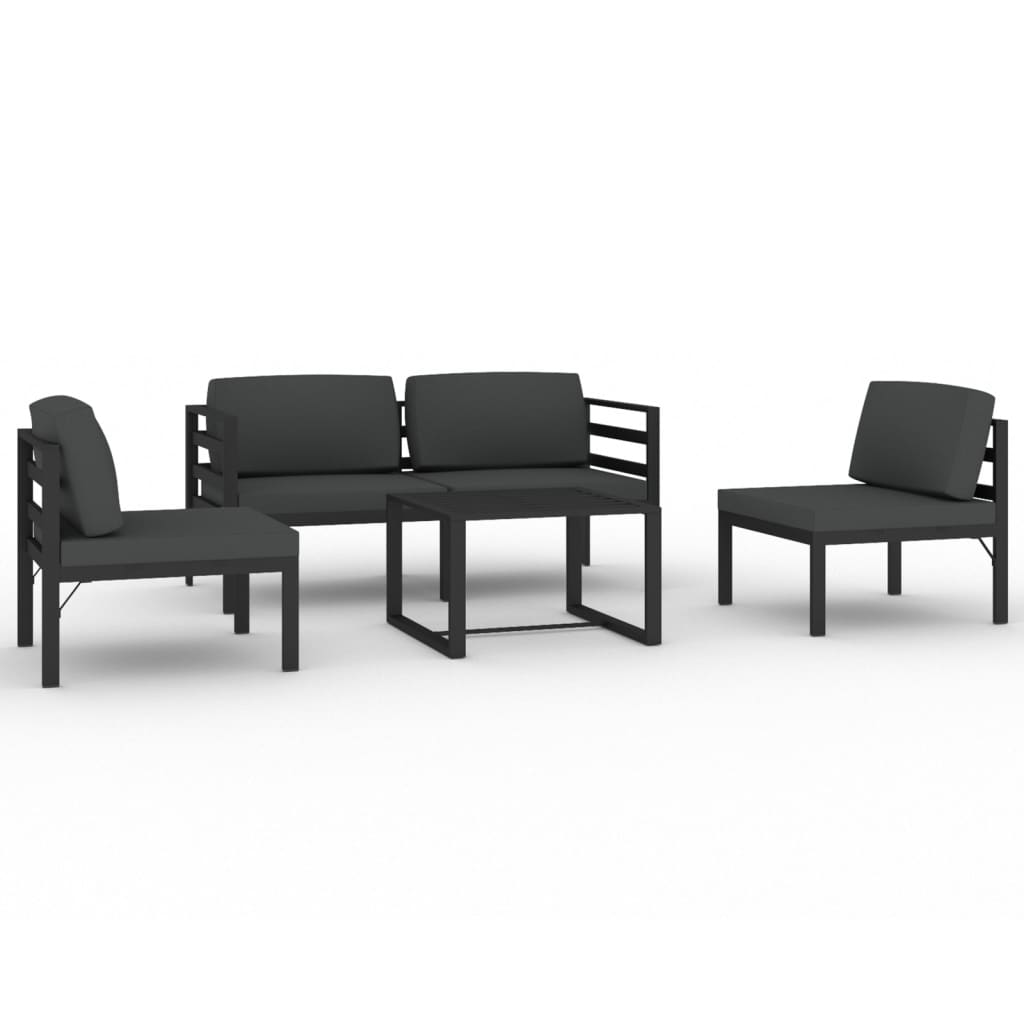 Set Divani da Giardino 5 pz con Cuscini in Alluminio Antracite | homemem39