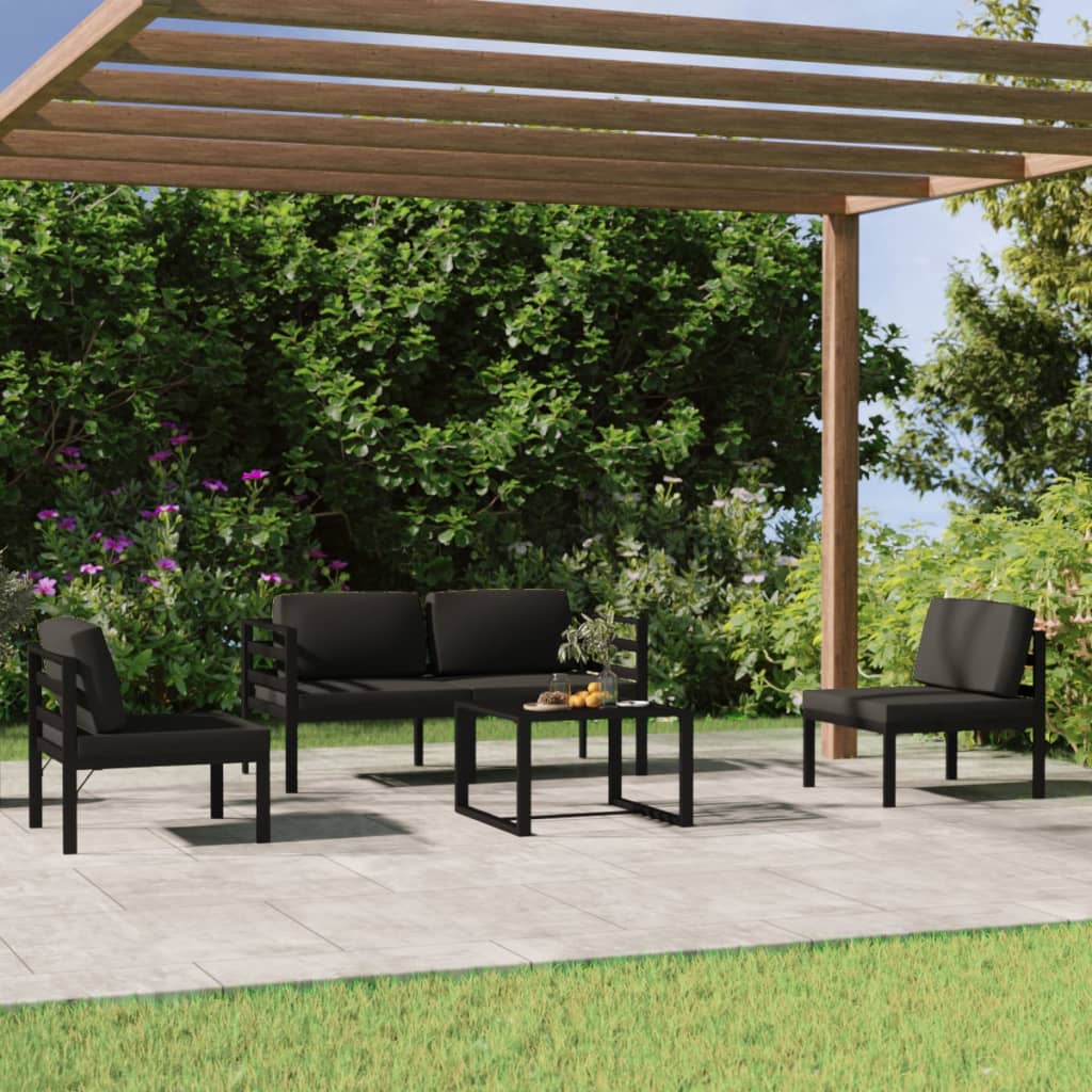 Set Divani da Giardino 5 pz con Cuscini in Alluminio Antracite | homemem39