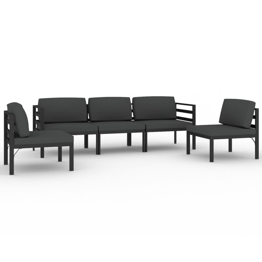 Set Divani da Giardino 5 pz con Cuscini in Alluminio Antracite | homemem39