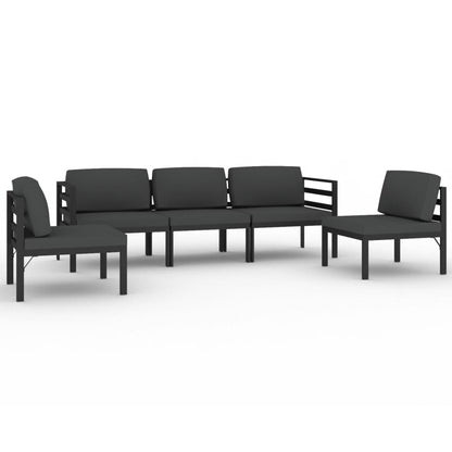 Set Divani da Giardino 5 pz con Cuscini in Alluminio Antracite | homemem39