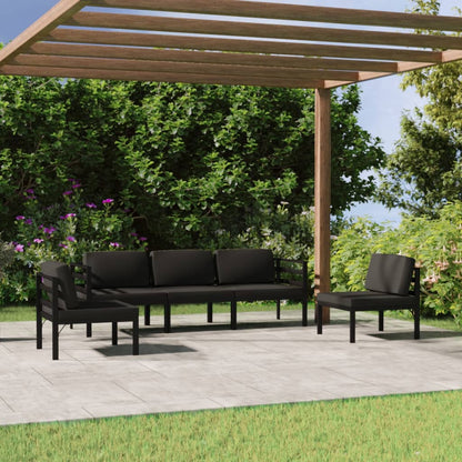 Set Divani da Giardino 5 pz con Cuscini in Alluminio Antracite | homemem39