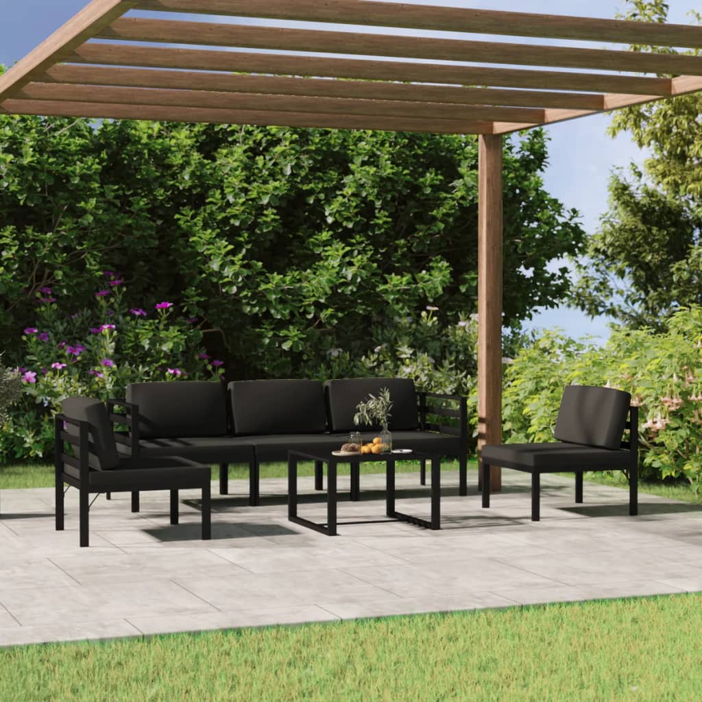 Set Divani da Giardino 6 pz con Cuscini in Alluminio Antracite - homemem39