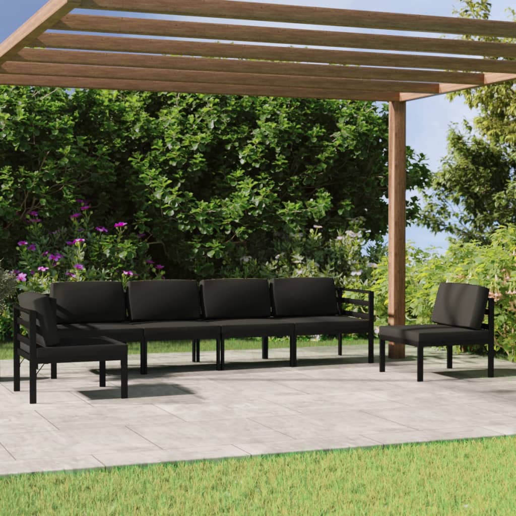 Set Divani da Giardino 6 pz con Cuscini in Alluminio Antracite | homemem39