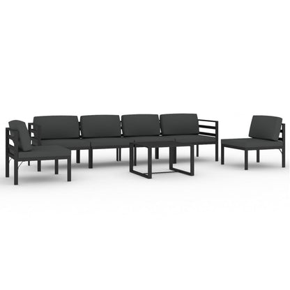 Set Divani da Giardino 7 pz con Cuscini in Alluminio Antracite | homemem39