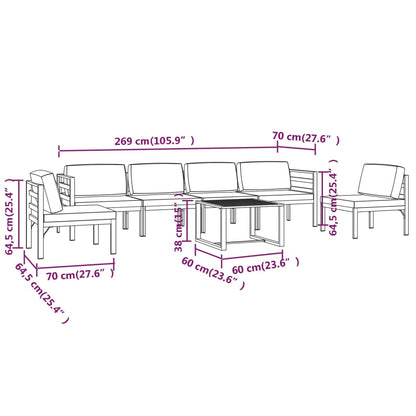 Set Divani da Giardino 7 pz con Cuscini in Alluminio Antracite | homemem39