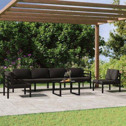 Set Divani da Giardino 7 pz con Cuscini in Alluminio Antracite | homemem39