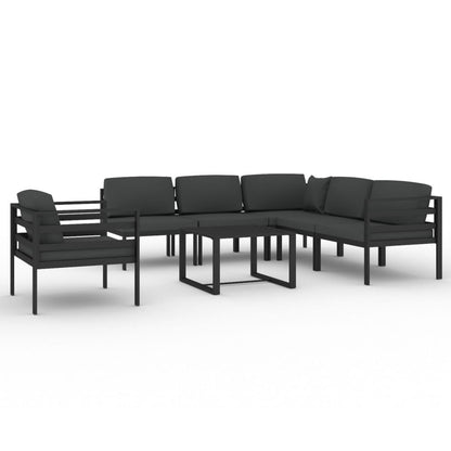 Set Divani da Giardino 7 pz con Cuscini in Alluminio Antracite | homemem39