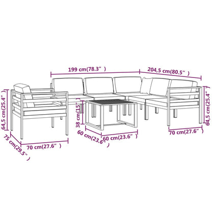Set Divani da Giardino 7 pz con Cuscini in Alluminio Antracite - homemem39