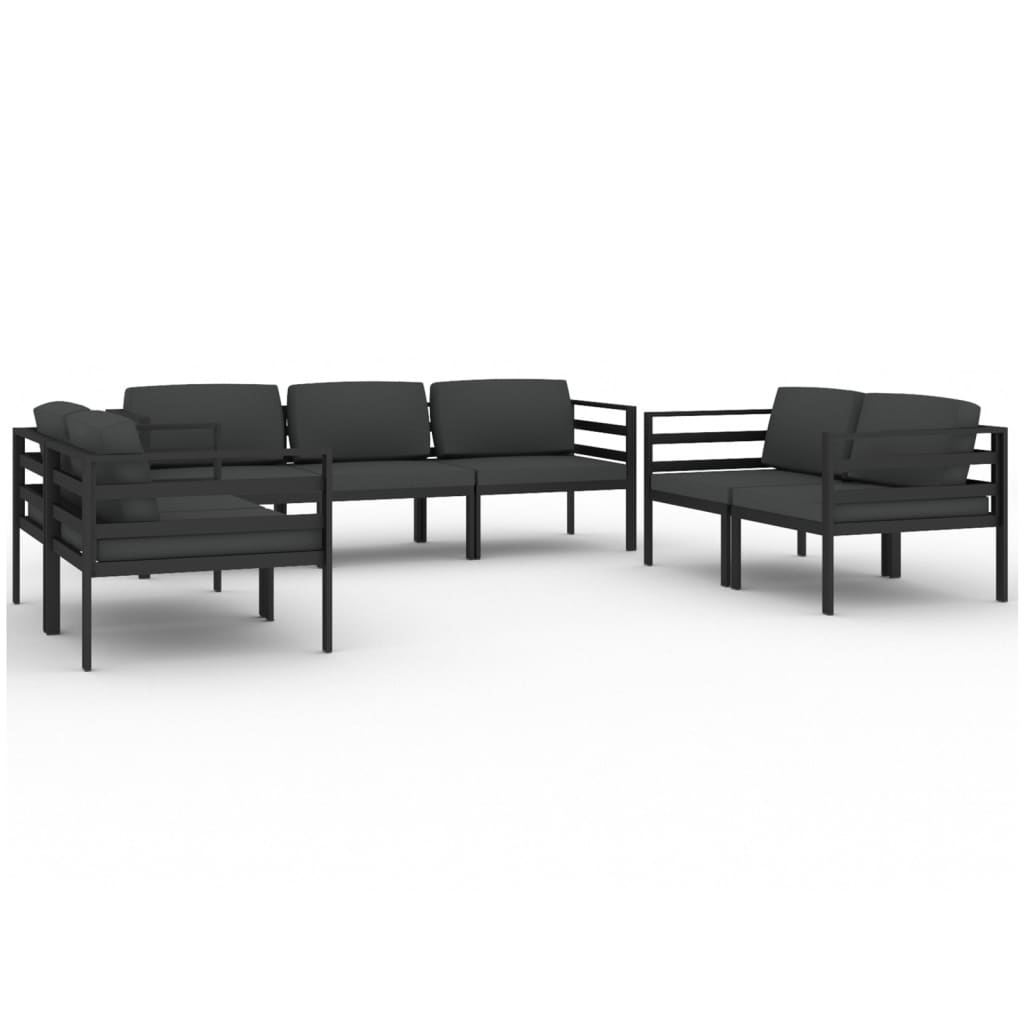 Set Divani da Giardino 7 pz con Cuscini in Alluminio Antracite | homemem39