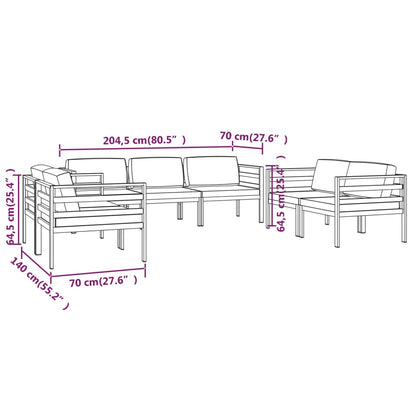Set Divani da Giardino 7 pz con Cuscini in Alluminio Antracite | homemem39