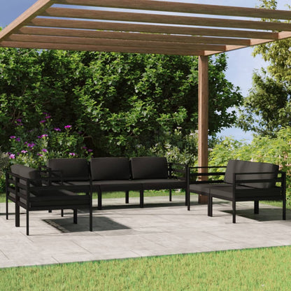 Set Divani da Giardino 7 pz con Cuscini in Alluminio Antracite | homemem39