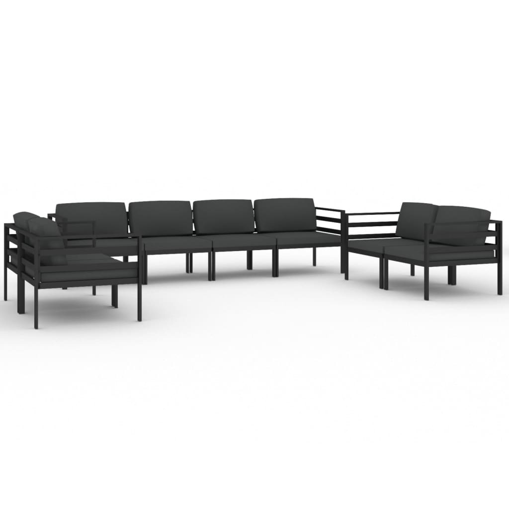 Set Divani da Giardino 8 pz con Cuscini in Alluminio Antracite | homemem39
